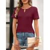 imageANRABESS Womens Short Sleeve Tops Summer Tshirts Cute Keyhole Neck Casual Basic Tee Dressy Work 2026 Spring Trendy OutfitsBurgundy