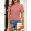 imageANRABESS Womens Short Sleeve Tops Summer Tshirts Cute Keyhole Neck Casual Basic Tee Dressy Work 2026 Spring Trendy OutfitsCoral