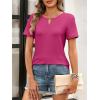 imageANRABESS Womens Short Sleeve Tops Summer Tshirts Cute Keyhole Neck Casual Basic Tee Dressy Work 2026 Spring Trendy OutfitsHot Pink