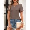 imageANRABESS Womens Short Sleeve Tops Summer Tshirts Cute Keyhole Neck Casual Basic Tee Dressy Work 2026 Spring Trendy OutfitsLight Brown