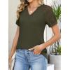 imageANRABESS Womens Short Sleeve V Neck Shirts Lace Dressy Casual Blouse 2026 Summer Business Work Tops Vacation Trendy TShirtsArmy Green