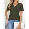 imageANRABESS Womens Short Sleeve V Neck Shirts Lace Dressy Casual Blouse 2026 Summer Business Work Tops Vacation Trendy TShirtsArmy Green