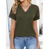 imageANRABESS Womens Short Sleeve V Neck Shirts Lace Dressy Casual Blouse 2026 Summer Business Work Tops Vacation Trendy TShirtsArmy Green