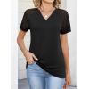 imageANRABESS Womens Short Sleeve V Neck Shirts Lace Dressy Casual Blouse 2026 Summer Business Work Tops Vacation Trendy TShirtsBlack