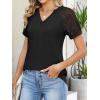 imageANRABESS Womens Short Sleeve V Neck Shirts Lace Dressy Casual Blouse 2026 Summer Business Work Tops Vacation Trendy TShirtsBlack