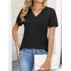 imageANRABESS Womens Short Sleeve V Neck Shirts Lace Dressy Casual Blouse 2026 Summer Business Work Tops Vacation Trendy TShirtsBlack
