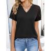 imageANRABESS Womens Short Sleeve V Neck Shirts Lace Dressy Casual Blouse 2026 Summer Business Work Tops Vacation Trendy TShirtsBlack