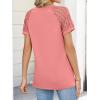 imageANRABESS Womens Short Sleeve V Neck Shirts Lace Dressy Casual Blouse 2026 Summer Business Work Tops Vacation Trendy TShirtsCoral