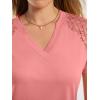 imageANRABESS Womens Short Sleeve V Neck Shirts Lace Dressy Casual Blouse 2026 Summer Business Work Tops Vacation Trendy TShirtsCoral
