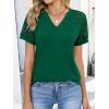 imageANRABESS Womens Short Sleeve V Neck Shirts Lace Dressy Casual Blouse 2026 Summer Business Work Tops Vacation Trendy TShirtsDark Green