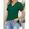 imageANRABESS Womens Short Sleeve V Neck Shirts Lace Dressy Casual Blouse 2026 Summer Business Work Tops Vacation Trendy TShirtsDark Green