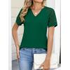 imageANRABESS Womens Short Sleeve V Neck Shirts Lace Dressy Casual Blouse 2026 Summer Business Work Tops Vacation Trendy TShirtsDark Green