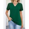 imageANRABESS Womens Short Sleeve V Neck Shirts Lace Dressy Casual Blouse 2026 Summer Business Work Tops Vacation Trendy TShirtsDark Green