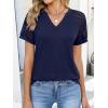 imageANRABESS Womens Short Sleeve V Neck Shirts Lace Dressy Casual Blouse 2026 Summer Business Work Tops Vacation Trendy TShirtsDeep Royal Blue