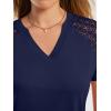 imageANRABESS Womens Short Sleeve V Neck Shirts Lace Dressy Casual Blouse 2026 Summer Business Work Tops Vacation Trendy TShirtsDeep Royal Blue