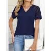 imageANRABESS Womens Short Sleeve V Neck Shirts Lace Dressy Casual Blouse 2026 Summer Business Work Tops Vacation Trendy TShirtsDeep Royal Blue