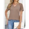 imageANRABESS Womens Short Sleeve V Neck Shirts Lace Dressy Casual Blouse 2026 Summer Business Work Tops Vacation Trendy TShirtsLight Khaki