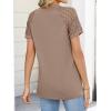 imageANRABESS Womens Short Sleeve V Neck Shirts Lace Dressy Casual Blouse 2026 Summer Business Work Tops Vacation Trendy TShirtsLight Khaki