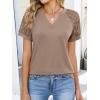 imageANRABESS Womens Short Sleeve V Neck Shirts Lace Dressy Casual Blouse 2026 Summer Business Work Tops Vacation Trendy TShirtsLight Khaki