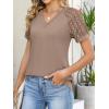 imageANRABESS Womens Short Sleeve V Neck Shirts Lace Dressy Casual Blouse 2026 Summer Business Work Tops Vacation Trendy TShirtsLight Khaki