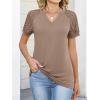 imageANRABESS Womens Short Sleeve V Neck Shirts Lace Dressy Casual Blouse 2026 Summer Business Work Tops Vacation Trendy TShirtsLight Khaki