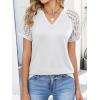 imageANRABESS Womens Short Sleeve V Neck Shirts Lace Dressy Casual Blouse 2026 Summer Business Work Tops Vacation Trendy TShirtsWhite
