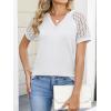 imageANRABESS Womens Short Sleeve V Neck Shirts Lace Dressy Casual Blouse 2026 Summer Business Work Tops Vacation Trendy TShirtsWhite