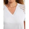 imageANRABESS Womens Short Sleeve V Neck Shirts Lace Dressy Casual Blouse 2026 Summer Business Work Tops Vacation Trendy TShirtsWhite