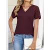 imageANRABESS Womens Short Sleeve V Neck Shirts Lace Dressy Casual Blouse 2026 Summer Business Work Tops Vacation Trendy TShirtsWine Red