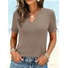 imageANRABESS Womens Short Sleeve V Neck Tops Summer Casual TShirts Blouses 2026 Spring Trendy Beach Vacation ClothesLight Khaki