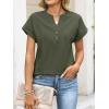 imageANRABESS Womens Spring Tops 2026 Short Sleeve Shirts Henley Dressy Casual Blouses V Neck Fashion Tunics Trendy Flowy ClothingArmy Green