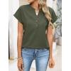 imageANRABESS Womens Spring Tops 2026 Short Sleeve Shirts Henley Dressy Casual Blouses V Neck Fashion Tunics Trendy Flowy ClothingArmy Green