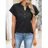 imageANRABESS Womens Spring Tops 2026 Short Sleeve Shirts Henley Dressy Casual Blouses V Neck Fashion Tunics Trendy Flowy ClothingBlack