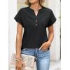 imageANRABESS Womens Spring Tops 2026 Short Sleeve Shirts Henley Dressy Casual Blouses V Neck Fashion Tunics Trendy Flowy ClothingBlack