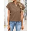imageANRABESS Womens Spring Tops 2026 Short Sleeve Shirts Henley Dressy Casual Blouses V Neck Fashion Tunics Trendy Flowy ClothingBrown
