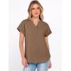 imageANRABESS Womens Spring Tops 2026 Short Sleeve Shirts Henley Dressy Casual Blouses V Neck Fashion Tunics Trendy Flowy ClothingBrown