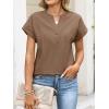 imageANRABESS Womens Spring Tops 2026 Short Sleeve Shirts Henley Dressy Casual Blouses V Neck Fashion Tunics Trendy Flowy ClothingBrown