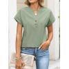 imageANRABESS Womens Spring Tops 2026 Short Sleeve Shirts Henley Dressy Casual Blouses V Neck Fashion Tunics Trendy Flowy ClothingGreen