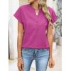 imageANRABESS Womens Spring Tops 2026 Short Sleeve Shirts Henley Dressy Casual Blouses V Neck Fashion Tunics Trendy Flowy ClothingHot Pink
