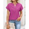 imageANRABESS Womens Spring Tops 2026 Short Sleeve Shirts Henley Dressy Casual Blouses V Neck Fashion Tunics Trendy Flowy ClothingHot Pink