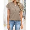 imageANRABESS Womens Spring Tops 2026 Short Sleeve Shirts Henley Dressy Casual Blouses V Neck Fashion Tunics Trendy Flowy ClothingKhaki