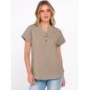 imageANRABESS Womens Spring Tops 2026 Short Sleeve Shirts Henley Dressy Casual Blouses V Neck Fashion Tunics Trendy Flowy ClothingKhaki