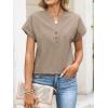 imageANRABESS Womens Spring Tops 2026 Short Sleeve Shirts Henley Dressy Casual Blouses V Neck Fashion Tunics Trendy Flowy ClothingKhaki