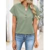 imageANRABESS Womens Spring Tops 2026 Short Sleeve Shirts Henley Dressy Casual Blouses V Neck Fashion Tunics Trendy Flowy ClothingLight Green
