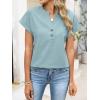 imageANRABESS Womens Spring Tops 2026 Short Sleeve Shirts Henley Dressy Casual Blouses V Neck Fashion Tunics Trendy Flowy ClothingLight Green Blue