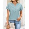imageANRABESS Womens Spring Tops 2026 Short Sleeve Shirts Henley Dressy Casual Blouses V Neck Fashion Tunics Trendy Flowy ClothingLight Green Blue