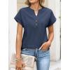 imageANRABESS Womens Spring Tops 2026 Short Sleeve Shirts Henley Dressy Casual Blouses V Neck Fashion Tunics Trendy Flowy ClothingNavy Blue