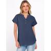 imageANRABESS Womens Spring Tops 2026 Short Sleeve Shirts Henley Dressy Casual Blouses V Neck Fashion Tunics Trendy Flowy ClothingNavy Blue