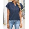 imageANRABESS Womens Spring Tops 2026 Short Sleeve Shirts Henley Dressy Casual Blouses V Neck Fashion Tunics Trendy Flowy ClothingNavy Blue