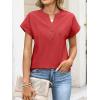 imageANRABESS Womens Spring Tops 2026 Short Sleeve Shirts Henley Dressy Casual Blouses V Neck Fashion Tunics Trendy Flowy ClothingRed